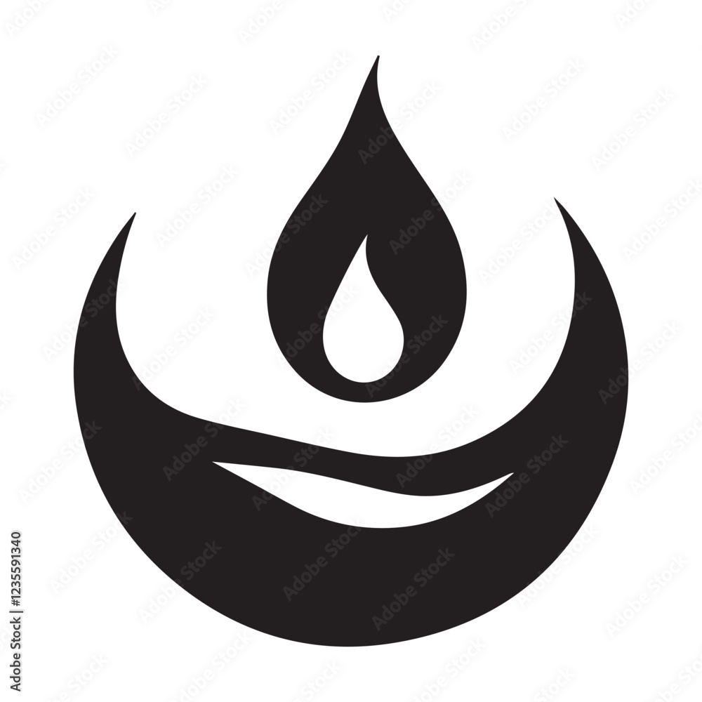 Illustration of silhouette of a isolated flame or fire Illustration of silhouette of a isolated flame or fire