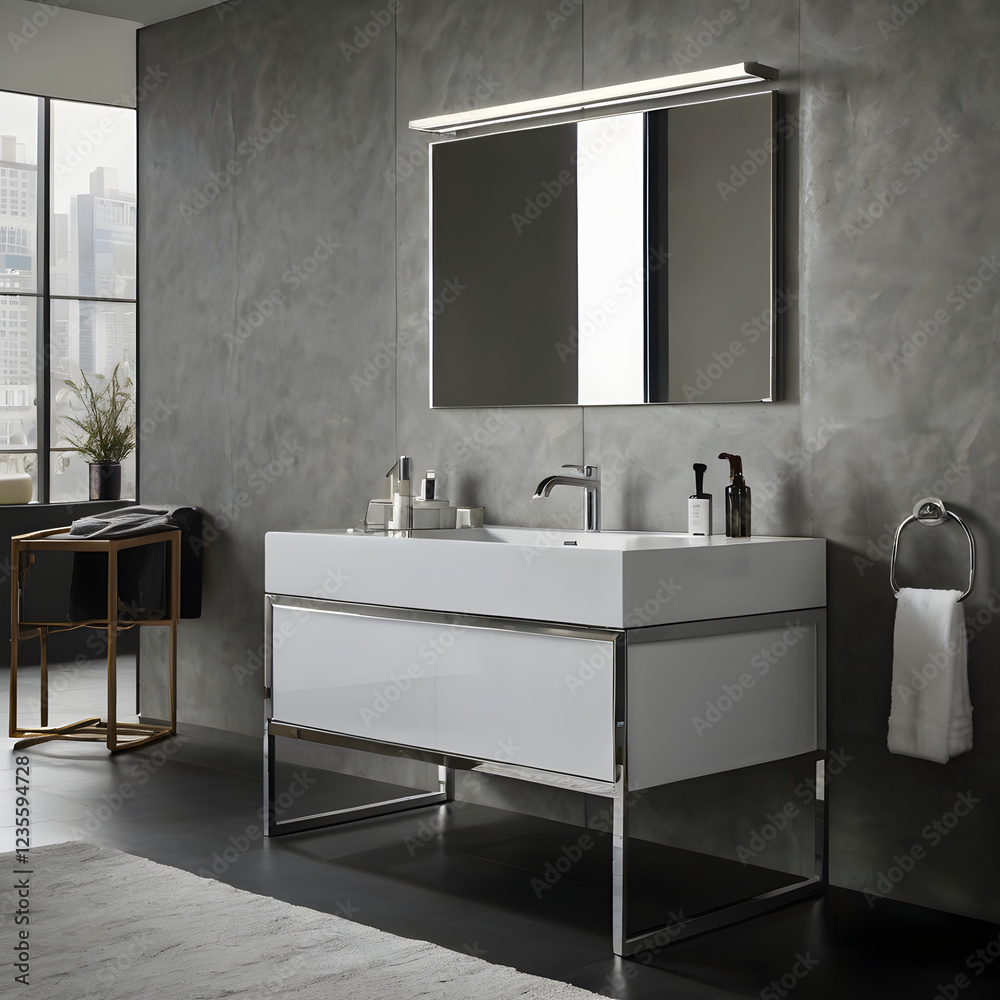 modern bathroom mirror and sink with lighting 4k resolution modern bathroom mirror and sink with lighting 4k resolution