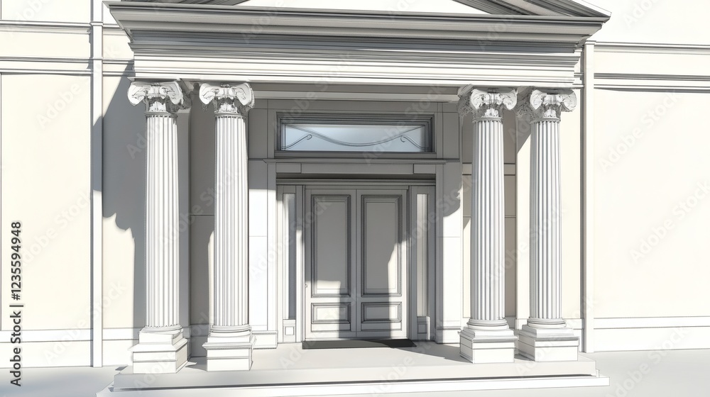 Fototapeta premium Architectural Rendering Classical Columns and Entranceway
