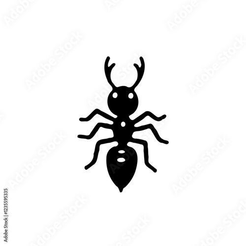 Minimalist black ant insect vector design isolated