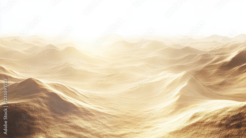 Golden sand dunes under a bright sun, creating a serene and tranquil landscape scene Golden sand dunes under a bright sun, creating a serene and tranquil landscape scene