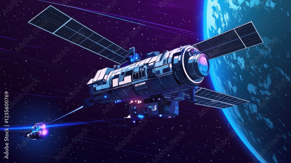 Futuristic spacecraft exploring a vibrant alien planet with dynamic cosmic background Futuristic spacecraft exploring a vibrant alien planet with dynamic cosmic background