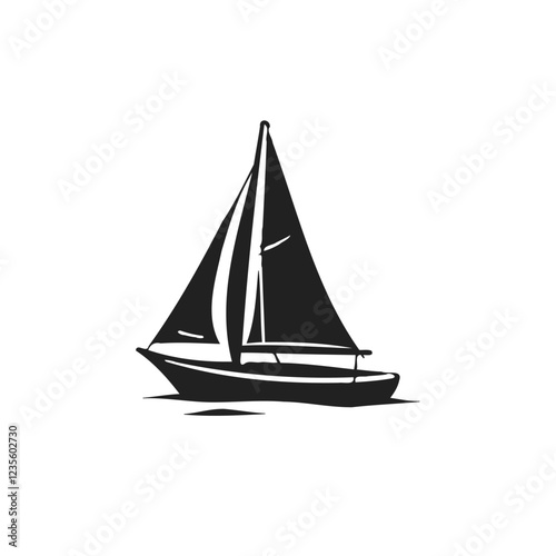 Sailing boat in silhouette on a white background