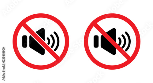 No noise speaker icon. Sound prohibition sign symbol