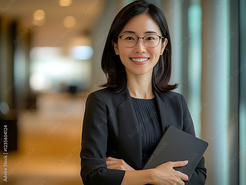 Professional woman smiling in office business portrait modern workplace