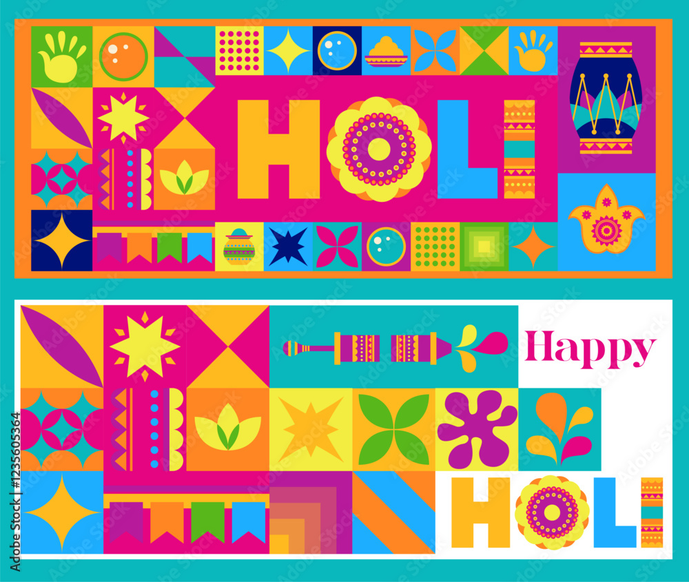 Obraz premium Happy Holi Typography Design vector