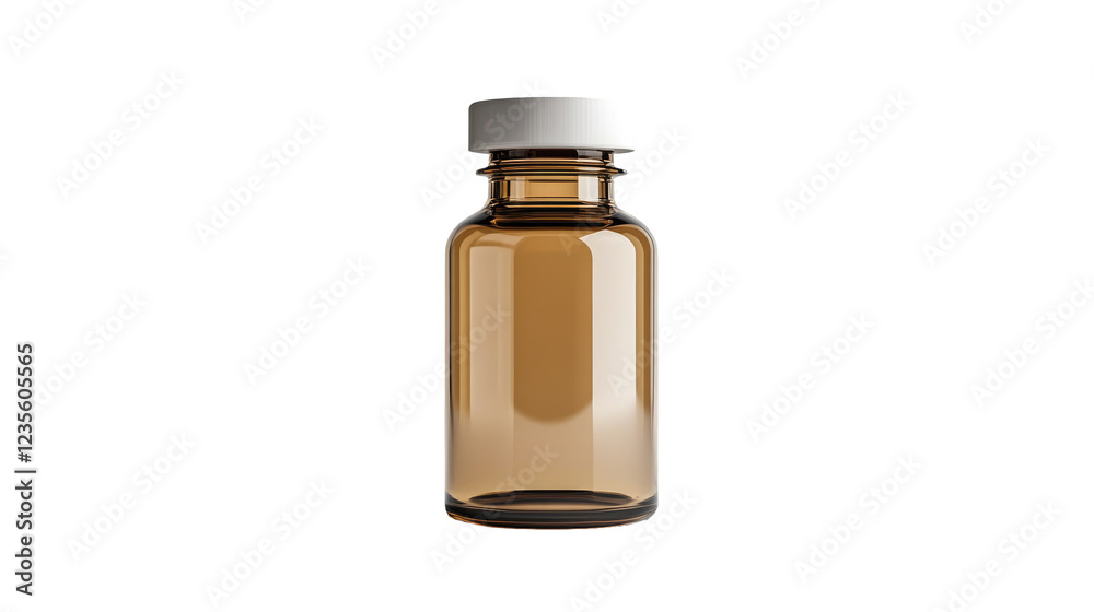 Pharmaceutical bottle with brown color with transparent PNG background