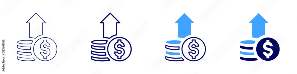 Growth finance icon in 4 different styles. Thin Line, Line, Bold, and Bold Line. Duotone style. Editable stroke Growth finance icon in 4 different styles. Thin Line, Line, Bold, and Bold Line. Duotone style. Editable stroke