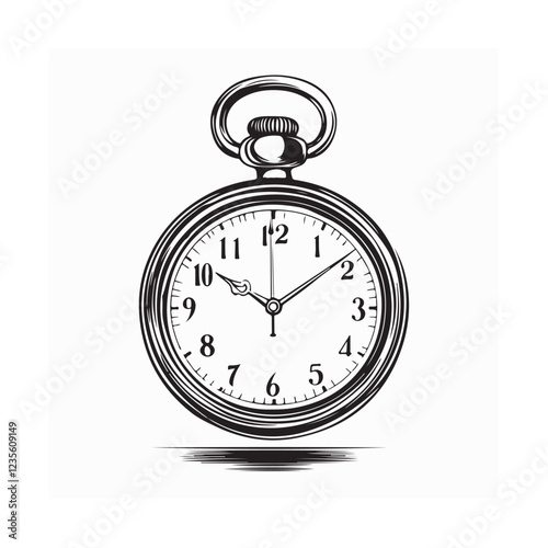 Pocket Watch Vector Art, Icons, and Graphics isolated on white background.