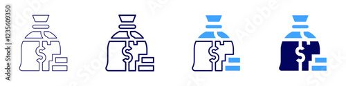 Money borrowing icon in 4 different styles. Thin Line, Line, Bold, and Bold Line. Duotone style. Editable stroke