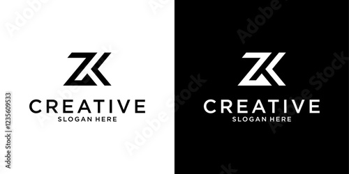 ZK or KZ initial letter logo design monogram