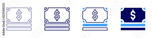 Money fears icon in 4 different styles. Thin Line, Line, Bold, and Bold Line. Duotone style. Editable stroke