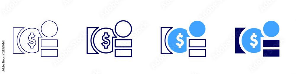 Money guide icon in 4 different styles. Thin Line, Line, Bold, and Bold Line. Duotone style. Editable stroke Money guide icon in 4 different styles. Thin Line, Line, Bold, and Bold Line. Duotone style. Editable stroke