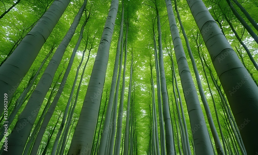 Lush Green Forest with Tall Trees Reaching Towards the Sky Lush Green Forest with Tall Trees Reaching Towards the Sky