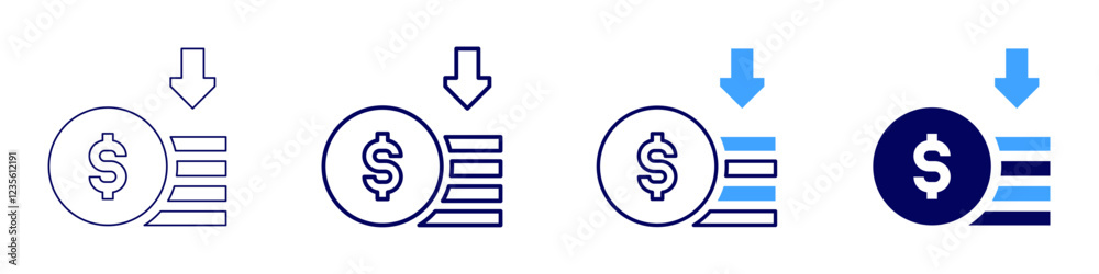 Money leverage icon in 4 different styles. Thin Line, Line, Bold, and Bold Line. Duotone style. Editable stroke Money leverage icon in 4 different styles. Thin Line, Line, Bold, and Bold Line. Duotone style. Editable stroke