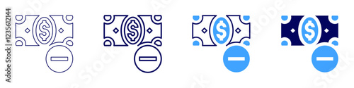 Money lender icon in 4 different styles. Thin Line, Line, Bold, and Bold Line. Duotone style. Editable stroke