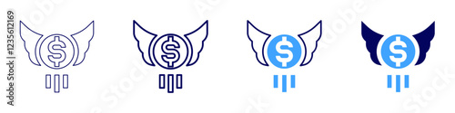 Money lending icon in 4 different styles. Thin Line, Line, Bold, and Bold Line. Duotone style. Editable stroke