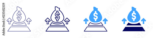 Money losses icon in 4 different styles. Thin Line, Line, Bold, and Bold Line. Duotone style. Editable stroke