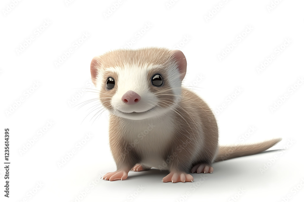 ferret on a white background, ferret on a blank white background, a ferret, ferret, cute ferret, white background, Copy Space For Add Text 3D Rendering, 3D, Vector, AI Generative ferret on a white background, ferret on a blank white background, a ferret, ferret, cute ferret, white background, Copy Space For Add Text 3D Rendering, 3D, Vector, AI Generative