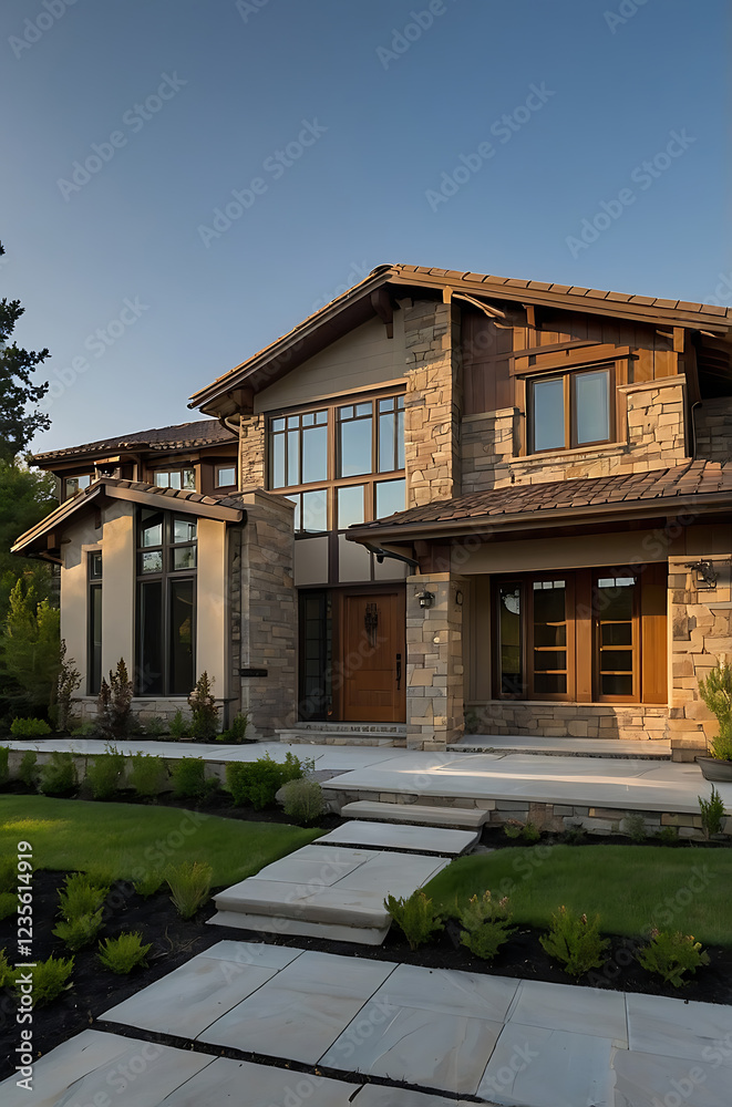 Luxury Stone House Exterior: Modern Architectural Design and Landscaping Luxury Stone House Exterior: Modern Architectural Design and Landscaping