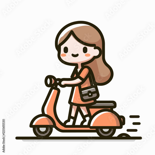 cartoon vector illustration of a person riding a scooter