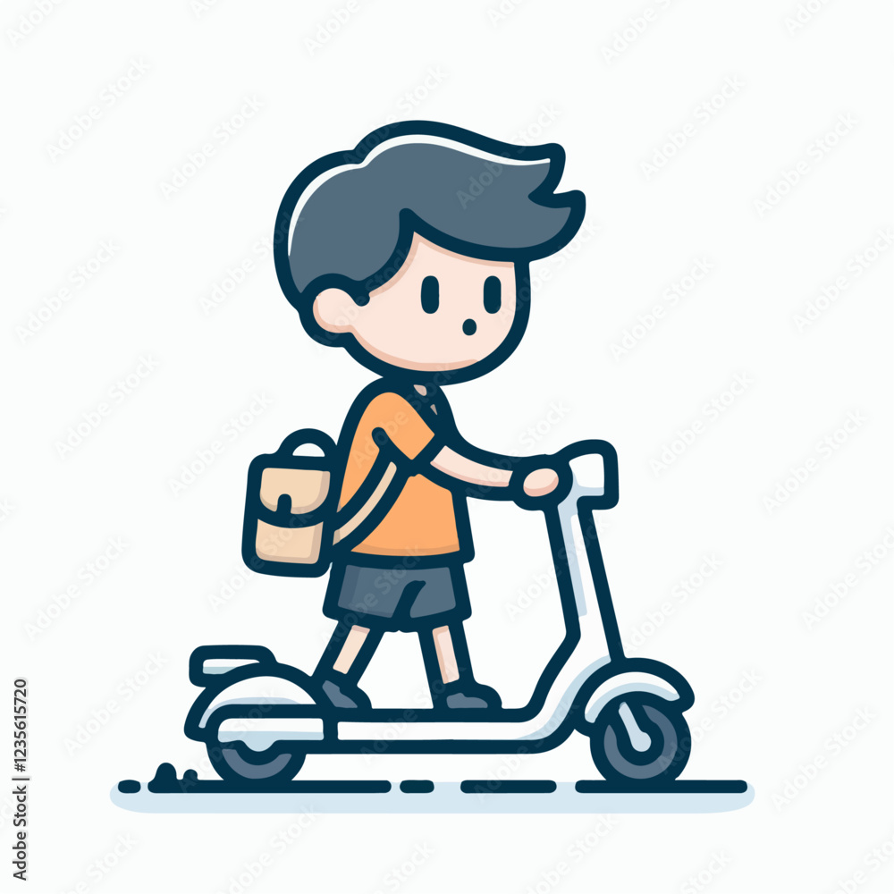 cartoon vector illustration of a person riding a scooter cartoon vector illustration of a person riding a scooter