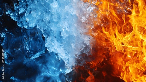 Stunning Contrast of Ice and Fire Abstract Background Design