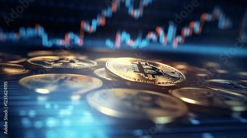 gold money coin with trading graph, financial investment concept can be use as background