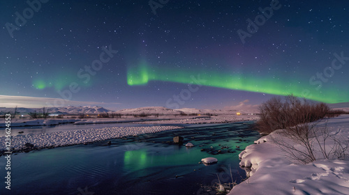 A beautiful green aurora dancing.