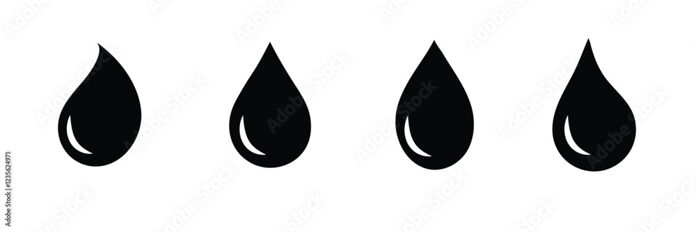 Fototapeta premium Water drop icon set. Flat droplet logo shapes collection on white background . Vector Illustration.