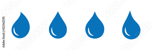 Water drop icon set. Flat droplet logo shapes collection on white background . Vector Illustration.