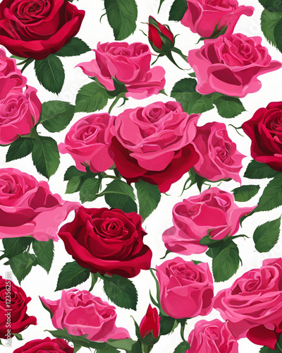 red rose flower, seamless pattern, floral design, vector pattern, red roses, rose flowers, floral wallpaper, nature pattern, romantic design, seamless floral, elegant roses, botanical illustration, fl