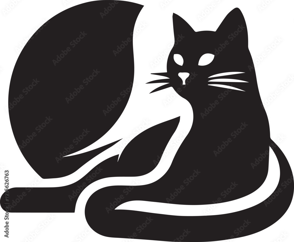 Cat silhouette black and white vector icon Cat silhouette black and white vector icon