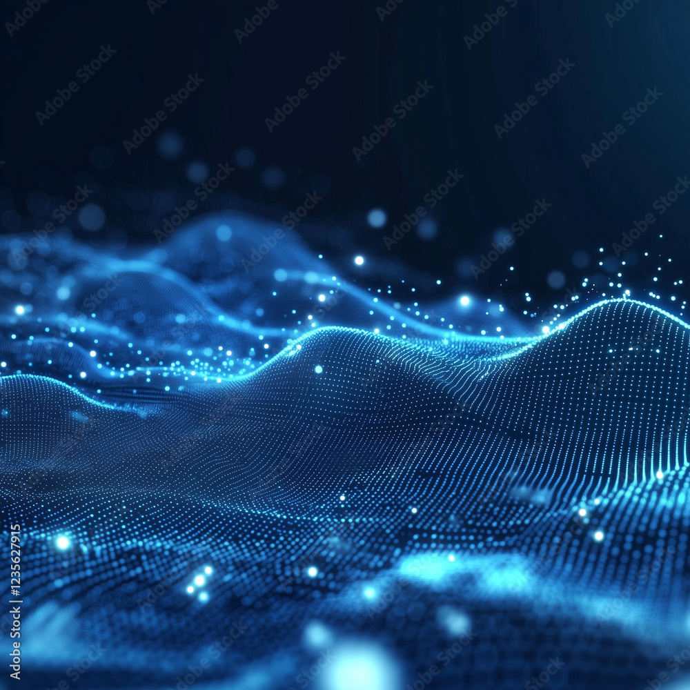 Digital technology background. Digital data dots blue pattern pixel background 