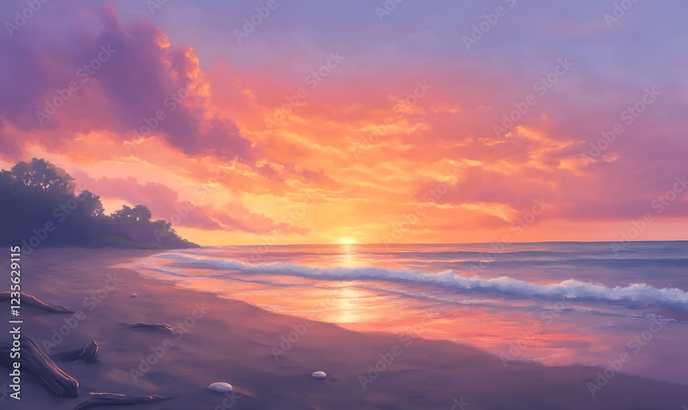 Fototapeta premium A stunning beach scene featuring bioluminescent waves, capturing the magic of nature at night in a vibrant, mystical setting.