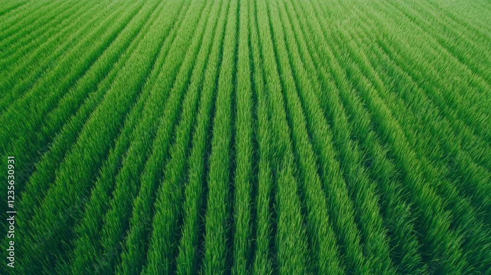 Vast Green Field with Parallel Rows of Crops Vast Green Field with Parallel Rows of Crops