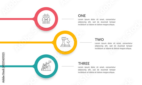 Circle Infographic 3 Options for Success. Presentation, Data, Information, Strategy and Plan Vector Illustration.