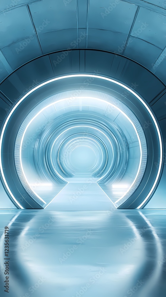 Fototapeta premium Digital technology blue future circular stage poster background