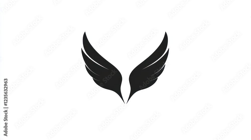 Obraz premium Black stylized wings isolated on white; design element
