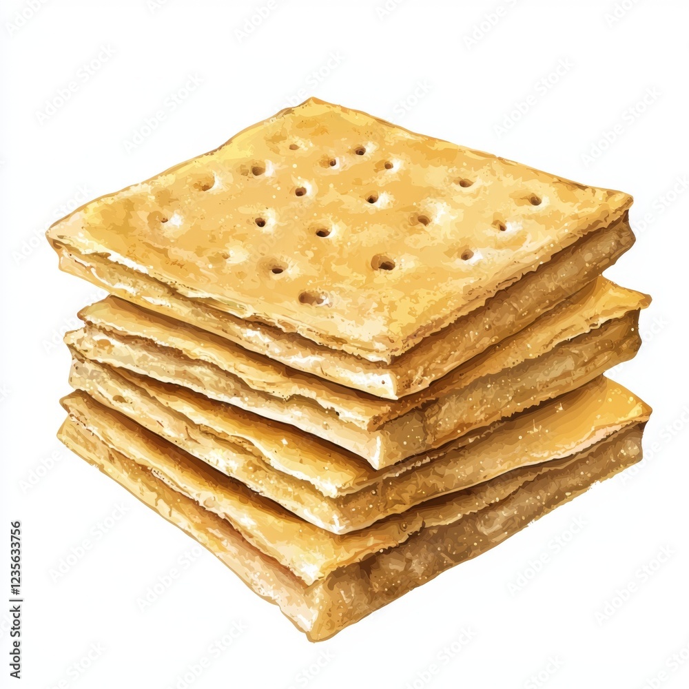 Delicious Crispy Crackers Stacked Neatly on a White Background for Snack and Cooking Inspiration Delicious Crispy Crackers Stacked Neatly on a White Background for Snack and Cooking Inspiration