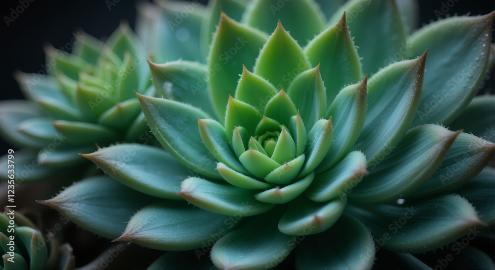 Fototapeta premium green succulent plants close-up in dark background