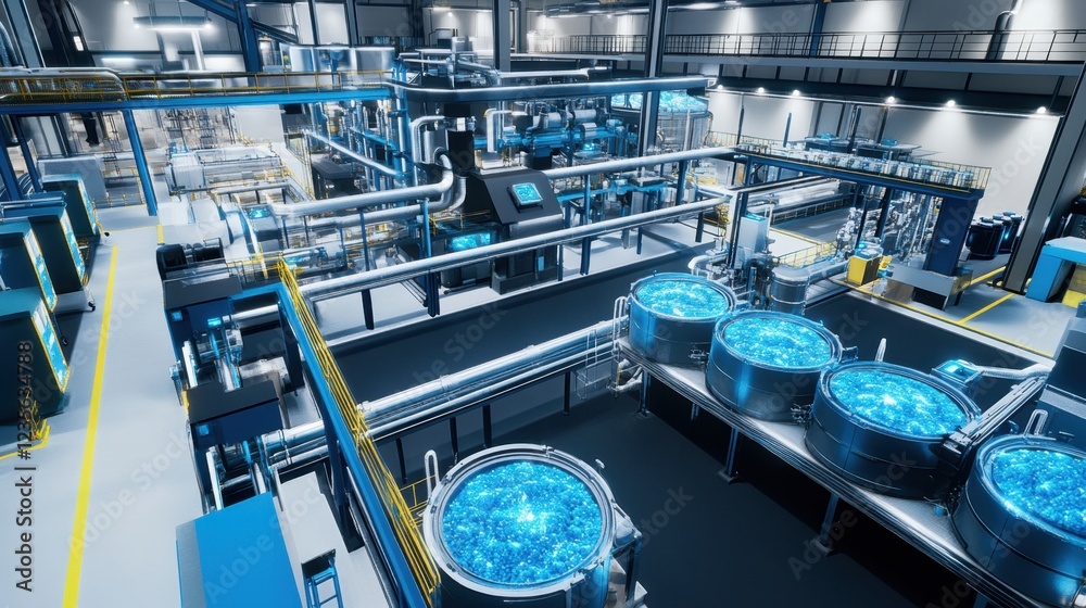 Fototapeta premium A smart food processing plant designing high-value functional health foods, top view.
