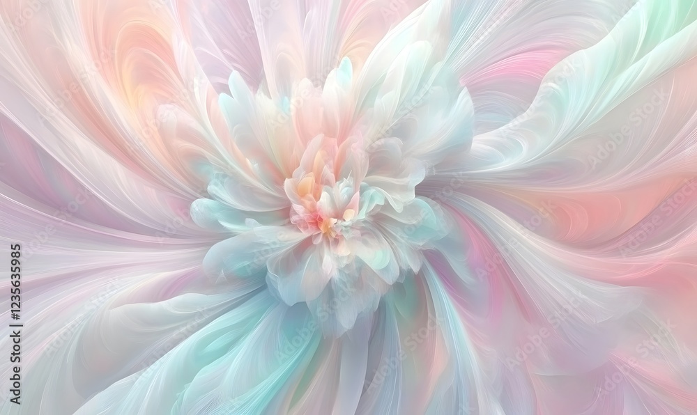 Obraz premium Pastel swirl flower abstract art; calming background for design