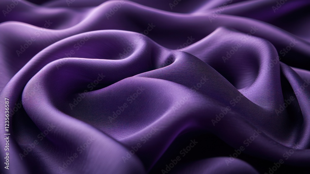 Fototapeta premium Purple silk fabric drapes, studio shot, texture background, fashion design