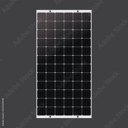 High-Efficiency Front View of Flexible Black Solar Panel on White Background: Innovative Renewable Energy Solution for Versatile Applications - Advanced Photovoltaic Technology on AdobeStock