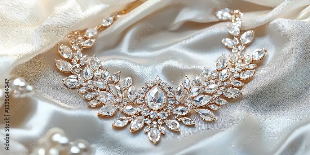 Obraz premium Bridal jewelry set with matching earrings and necklace