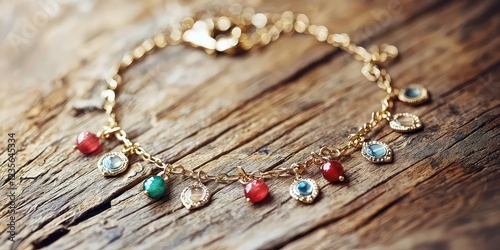 Delicate charm bracelet with tiny pendants