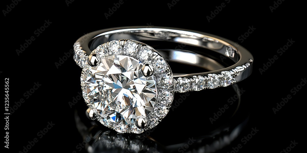 Diamond engagement ring with halo setting Diamond engagement ring with halo setting