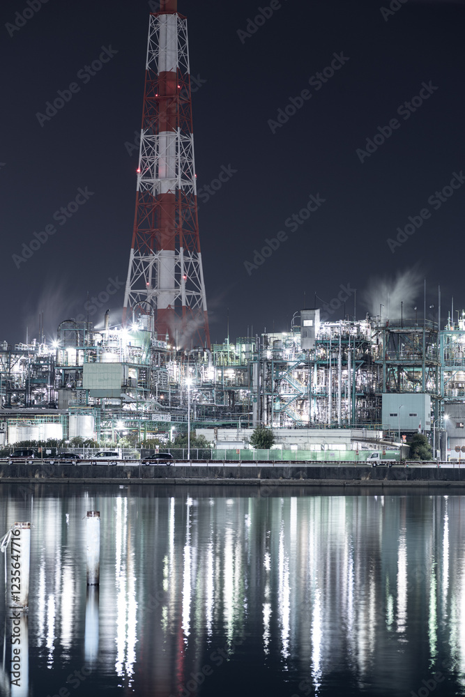 Fototapeta premium 美しい工場地帯の夜景