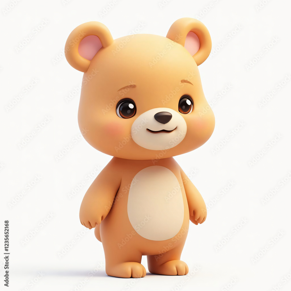 Fototapeta premium Adorable 3D Cartoon Bear Cub Illustration